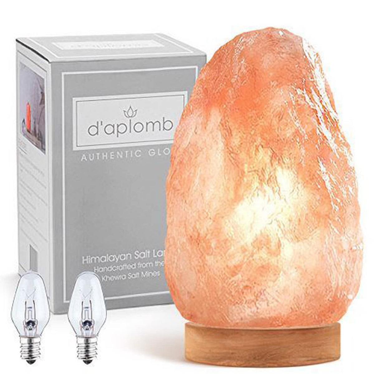 d'aplomb 100% Authentic Natural Himalayan Salt Lamp;Large Hand Carved Natural Chunk Pink Crystal Rock Salt from Himalayan Mountains; Dimmer Cord; 12 lbs