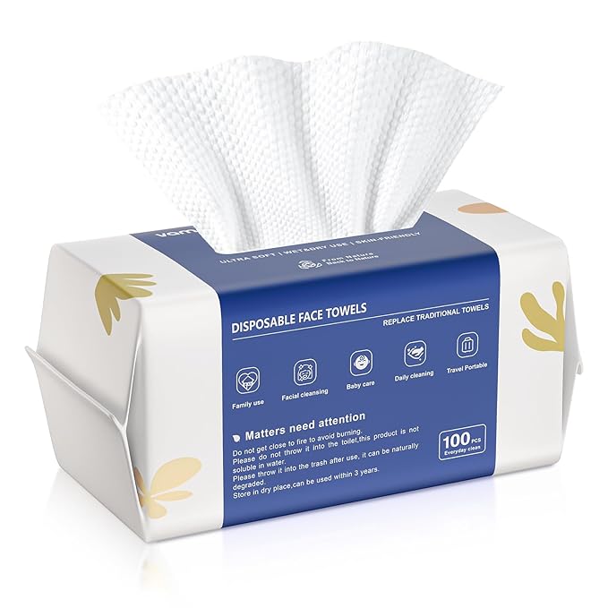 Disposable Face Towels, Biodegradable Ultra Soft Washcloths