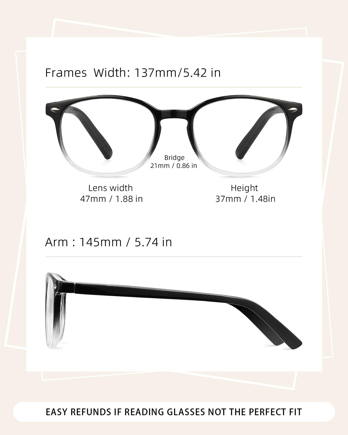 JOLISU 5 Pack Reading Glasses For Women, Blue Light Blocking Computer Reader Spring Hinge Eyeglasses (1.75)