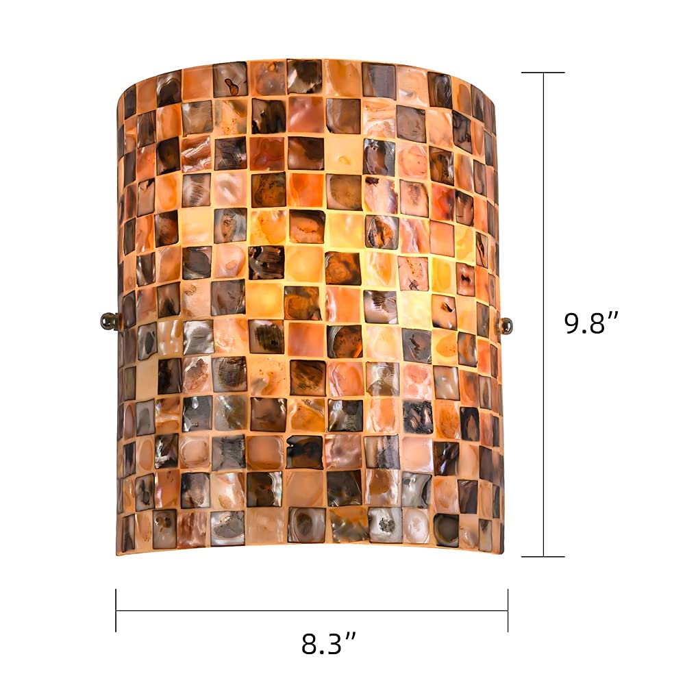 ARTZONE Tiffany Style Wall Sconces, Natural Shell Lampshade Mosaic Wall Light for Bedroom, Stairway, Corridor