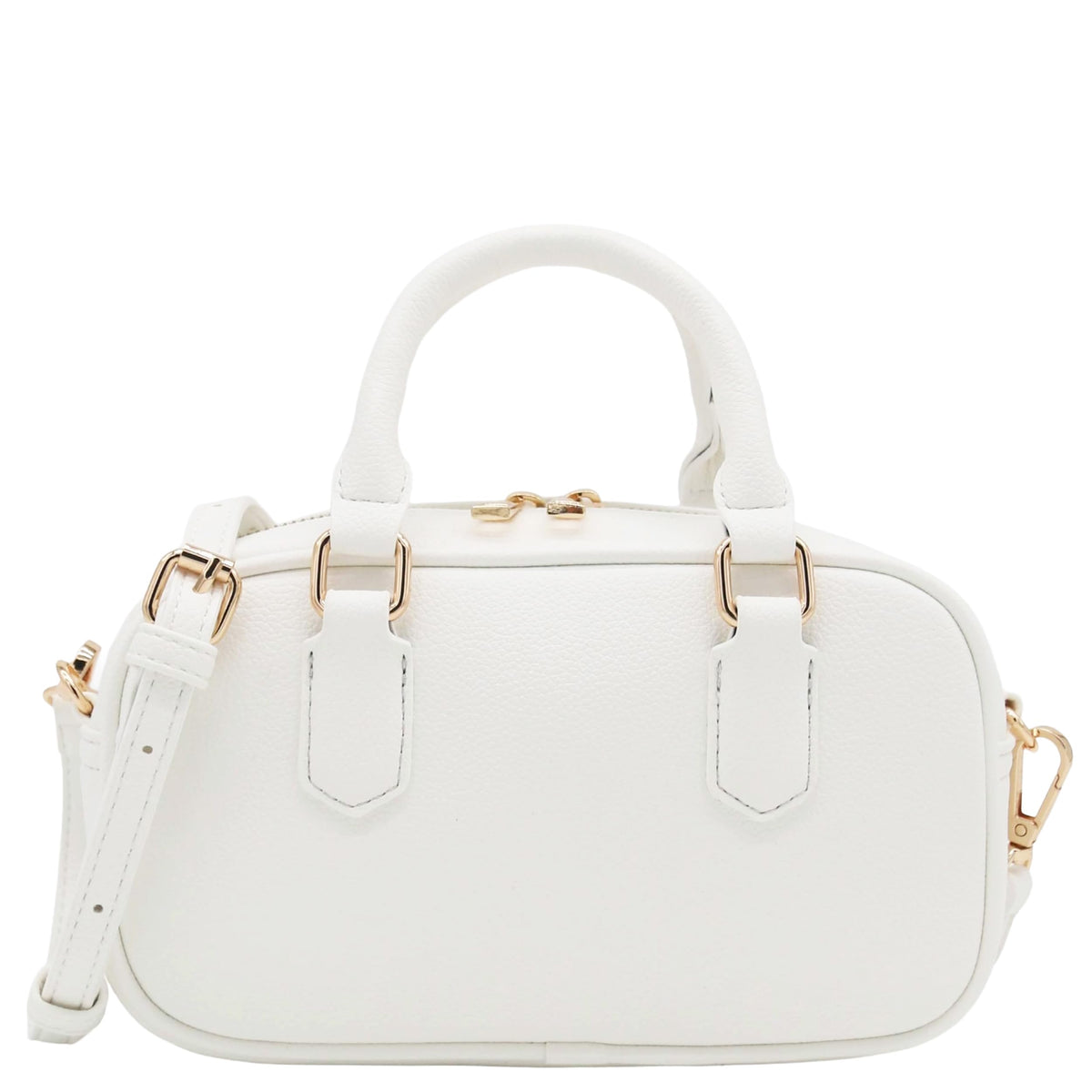 FashionPuzzle Mini PU Leather Satchel Purse Top Handle Crossbody Bag (White)