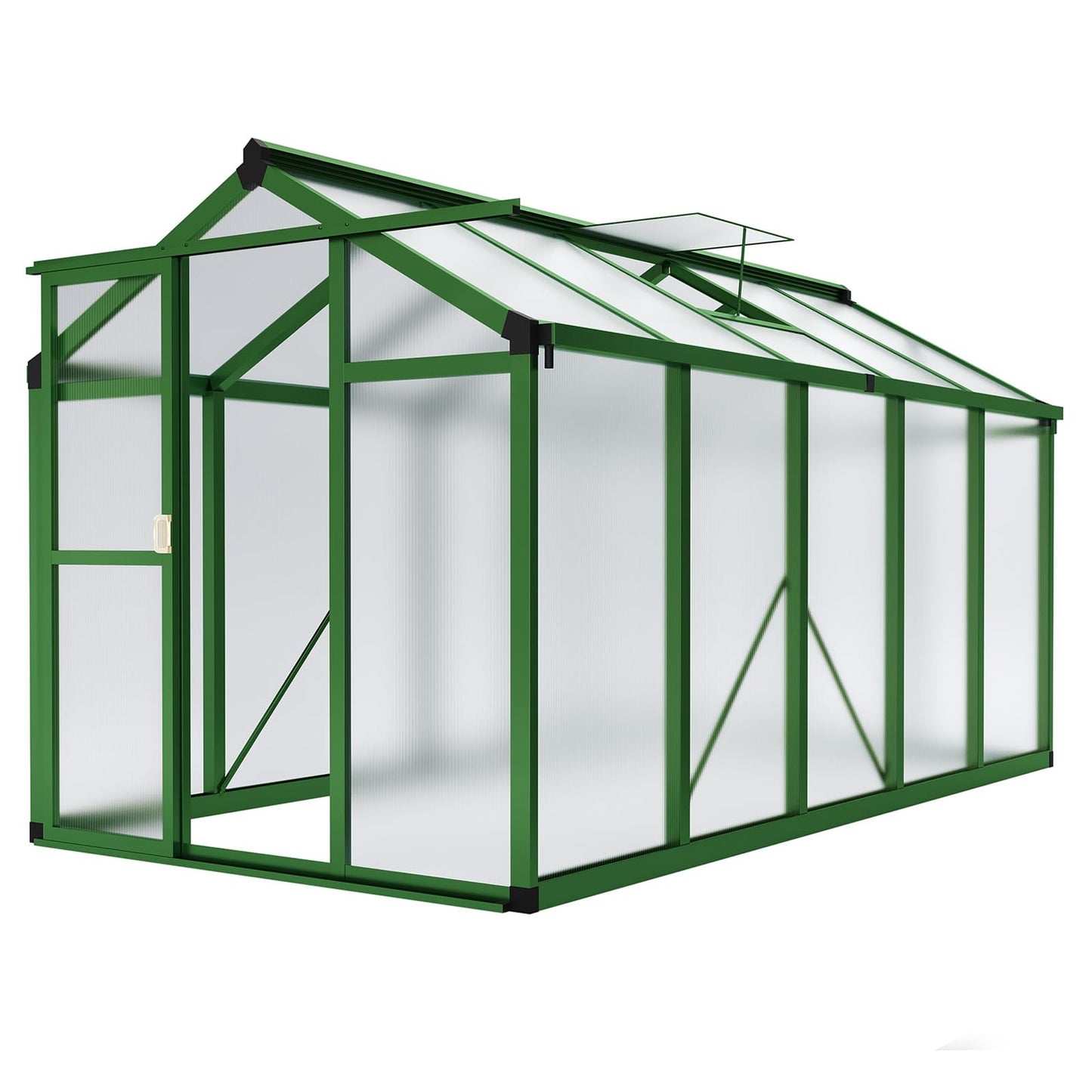 Towallmark 6x10 ft Walk-in Greenhouse with Roof Vent, Aluminum Frame & Polycarbonate Panels, Outdoor Heavy-Duty Garden House for Backyard, Patio, Winter Plant Protection