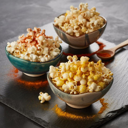 Movie Night Christmas Gifts - Holiday Popcorn Gift Baskets Gift Sets - 5 Non-GMO Gourmet Kernels and 5 Popcorn Flavoring - Perfect Family Gifts ideas for Adults, Couples, Parties, Holidays, or Movie Lovers - 10 Pack