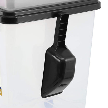3 Piece Pet Food Airtight Storage Container With Plastic Measuring Scoop Treats And Dry Food Storage and Dispenser For Dogs Cats and Various Small Pets (Black)