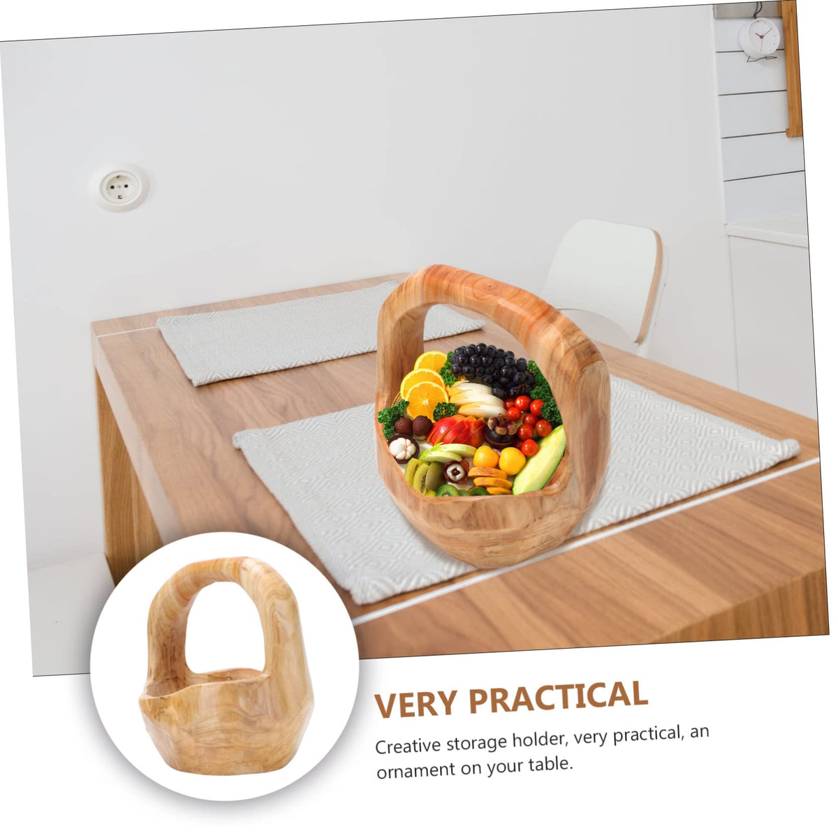 SOLUSTRE Wooden Fruit Basket Kitchen Serving Tray Decorative Bowl Appetizer Tray Creative Root Carving Bowl Snack Plate for Parties Style