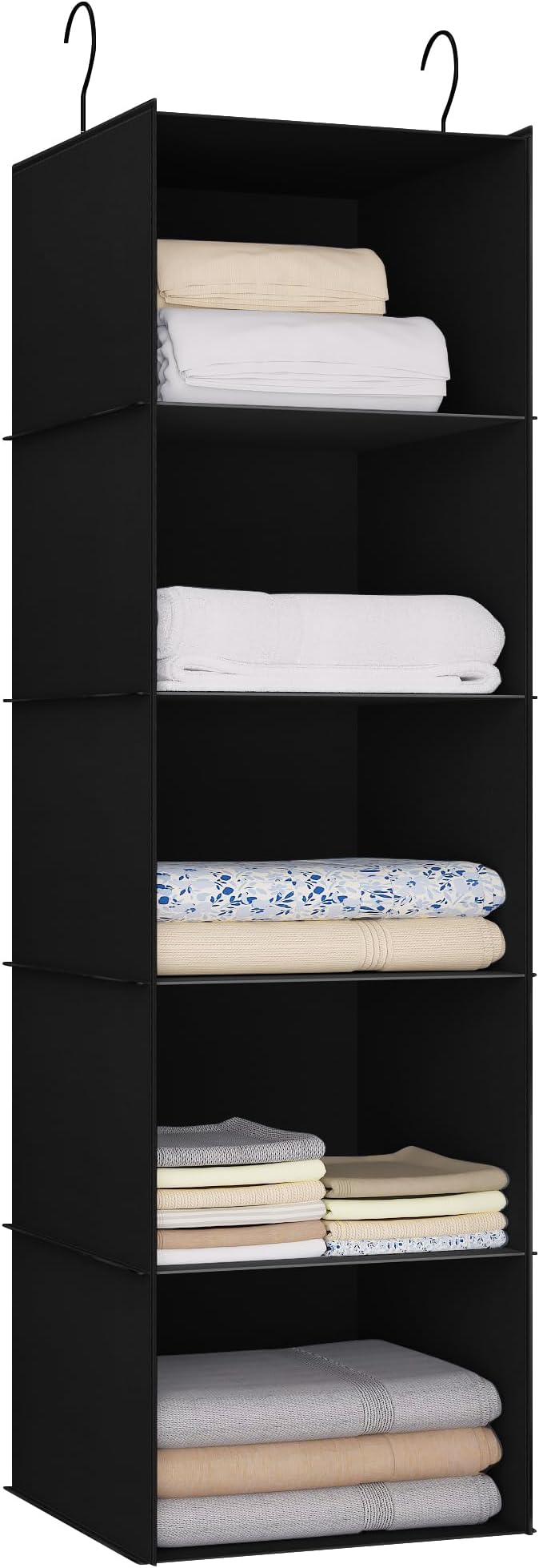 Hanging Closet Organizer and Storage 5-Shelf, Easy Mount Foldable Hanging