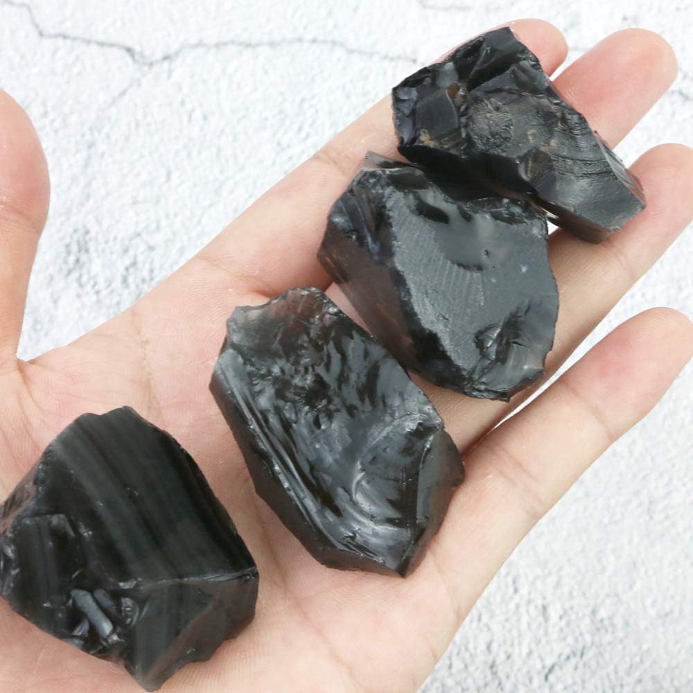 Fireboomoon 2lb/950g Rough Natural Black Obsidian Stones Raw Gemstone Crystal Rock for Cabbing,Tumbling,Cutting,Polishing,Lapidary,Wire Wrapping,Healing Reiki,Jewelry Making,Home Decoration(Black)