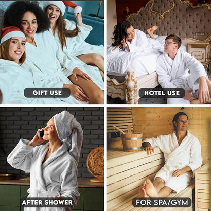 CICK Towelling Bath Robe Premium Quality Bathrobes for Women Highly Absorbent 100% Cotton Shawl Design for Men & Women for Loungewear (UK, Alpha, S, M, Regular, Regular, White)