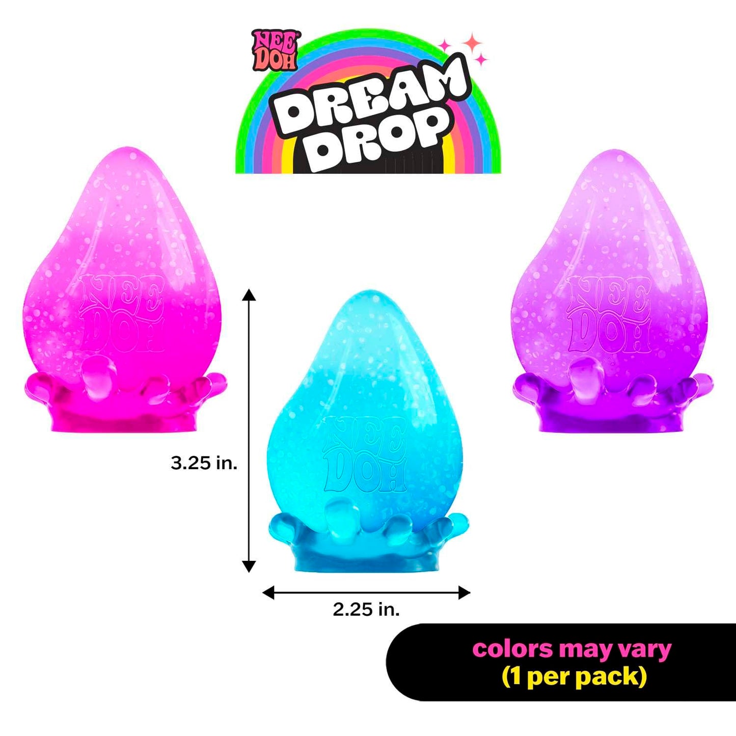 Schylling NeeDoh Dream Drop - Sensory Squeeze Toy with Dreamy Smooth Squeeze - 3" Tall - Color May Vary (Pack of 1)