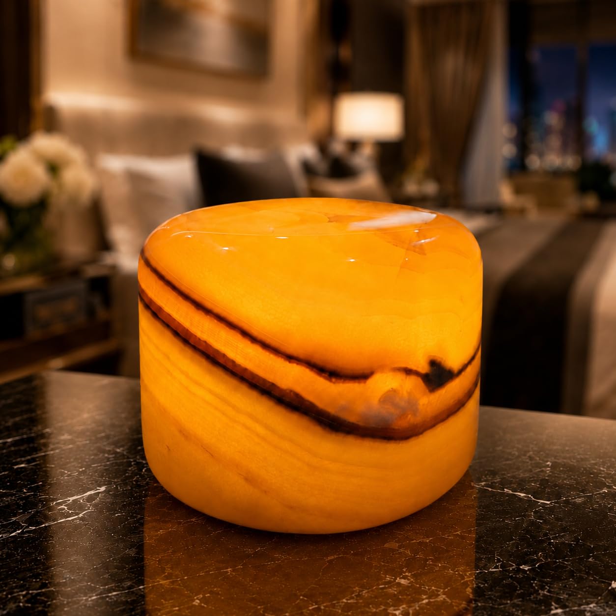 Marble Lamp Night Light Touch Bedside Table Lamp for Bedroom,Type-C Rechargeable Small Desk Bedside Small Lamps,Eye Caring Dimmable LED Ambient lamp (Amber Jade)