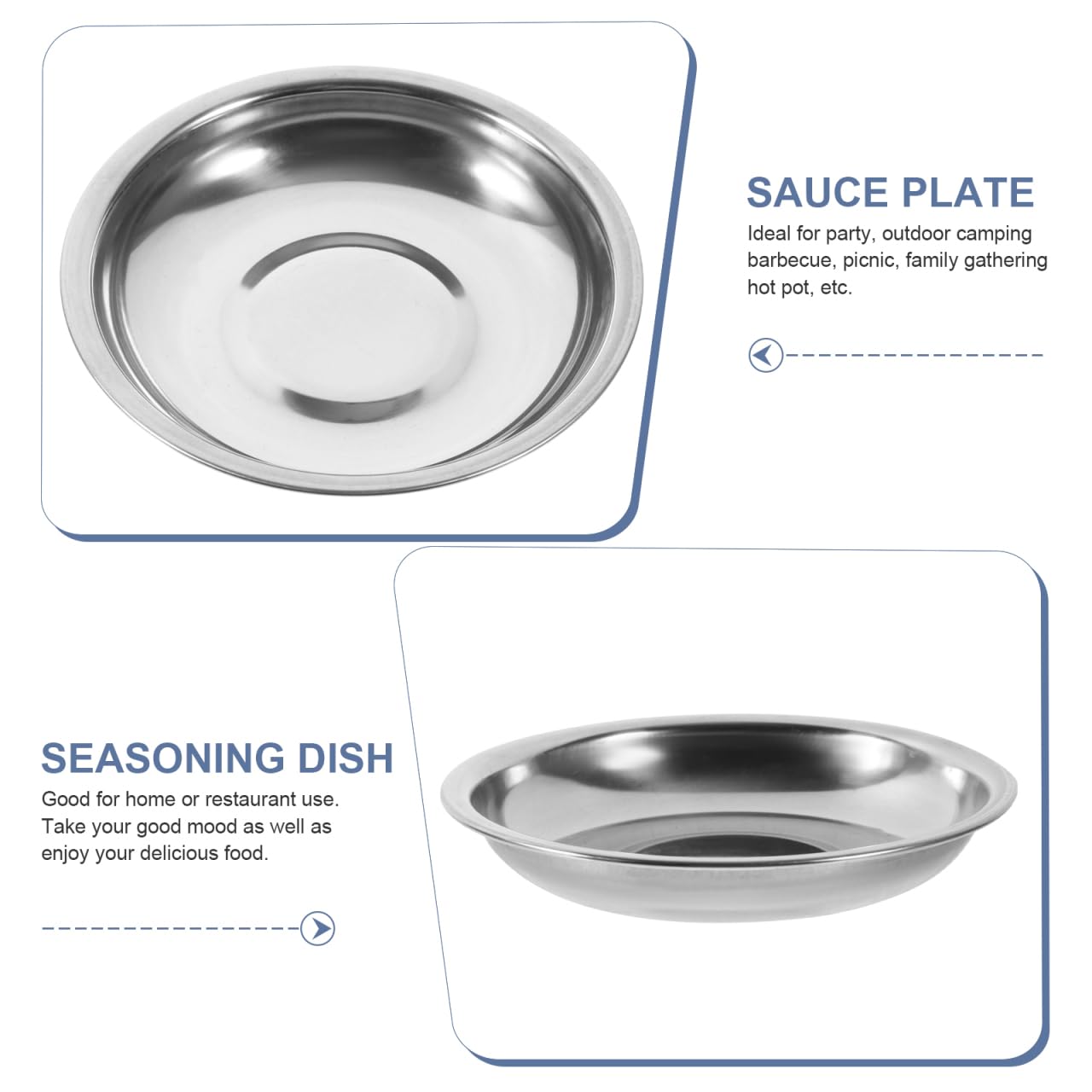 BESPORTBLE Stainless Steel Small Plates 10-Pack 4 Inch Round Sauce Dishes for Condiments Mustard Bowls Appetizer Plates for Home Restaurant Outdoor Camping and Bbq
