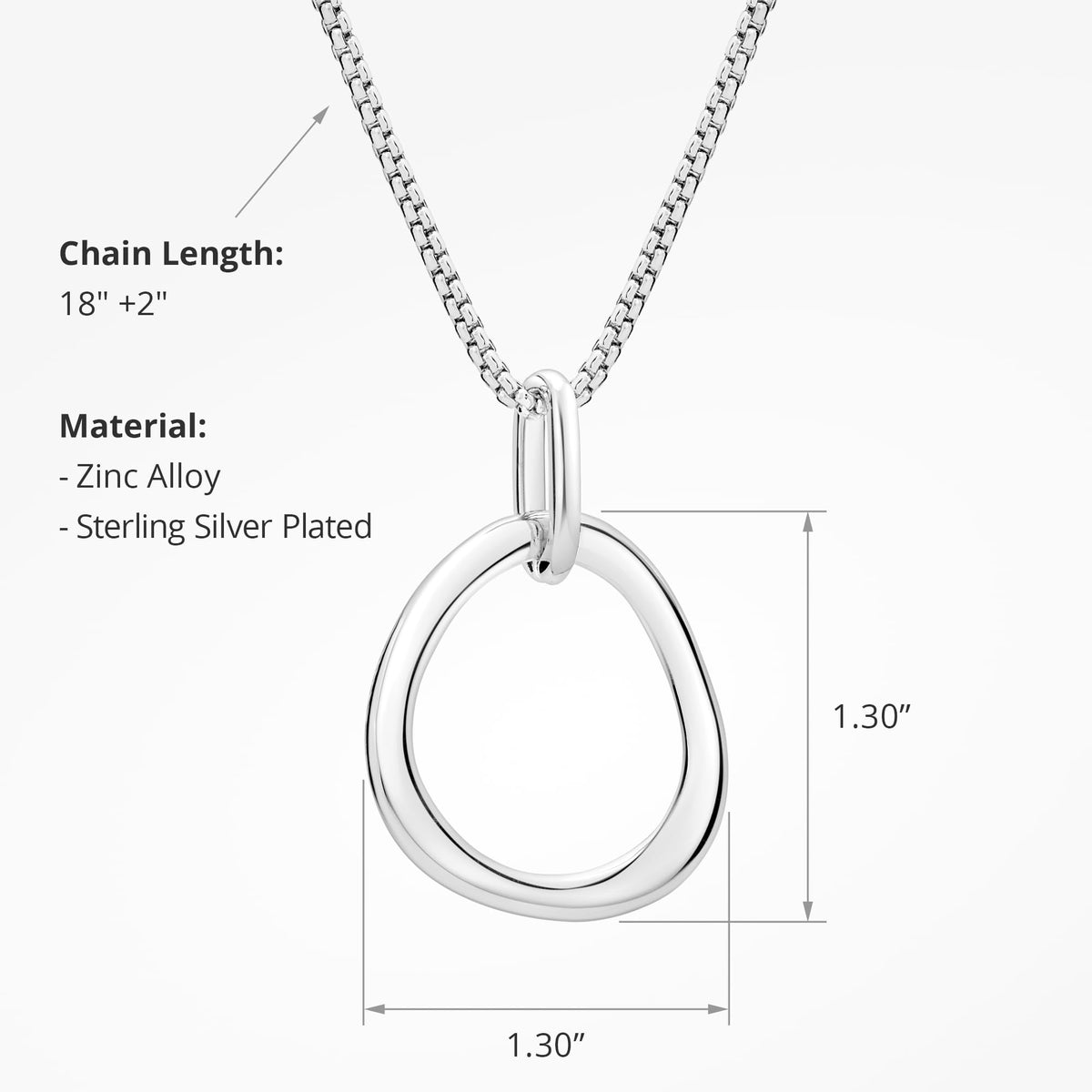 COBI Circle Necklace for Women, 18K Gold/Rhodium Plated Long Necklace, Sliver Statement Necklace Simple Everyday Jewelry, Fashion Trendy Birthday Gifts