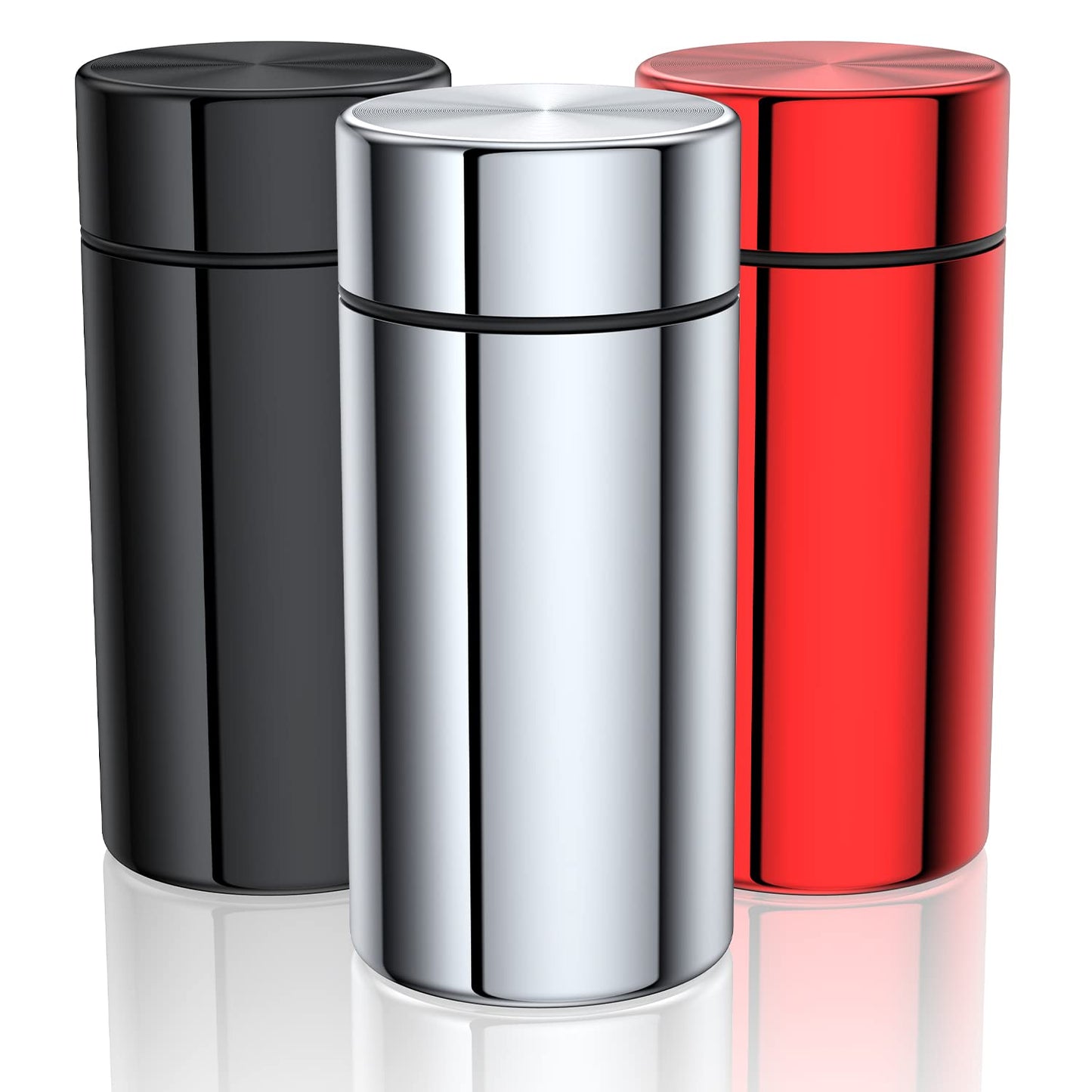 TecQach Portable Aluminum Storage Jar 3-Pack,Airtight Smell Proof Container, Metal Waterproof Small Bottle Multipurpose Container for Coffee & Teas, Herb Spices Container Screw-Top Lid Lock Odor