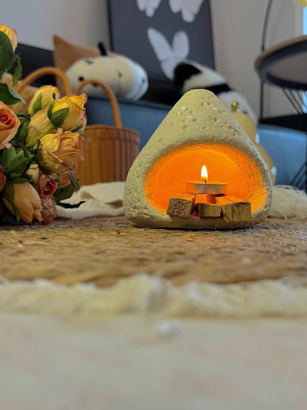 sage and palo Santo Chimney Burner Holder Incense Holder, Cone Burner Mini Chiminea Smudge Palo Santo Holder for Home Cleansing Meditation & Manifestation Gift