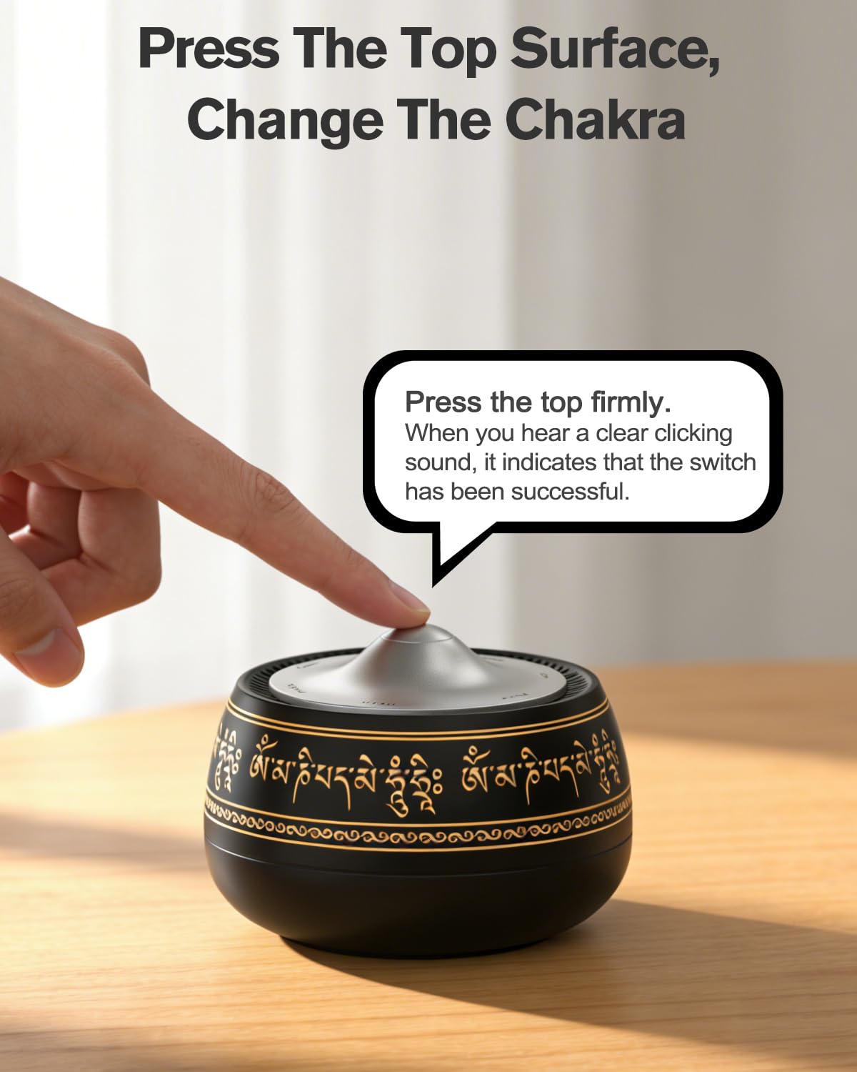 Portable Electronic Tibetan Singing Bowl, 8 Chakra Modes with 8 Chakra Cycle Play Mode, Auto/Manual Mode, Vibration & Built-in Timer, USB-C Rechargeable Meditation Device for Yoga, Reiki, Relaxation