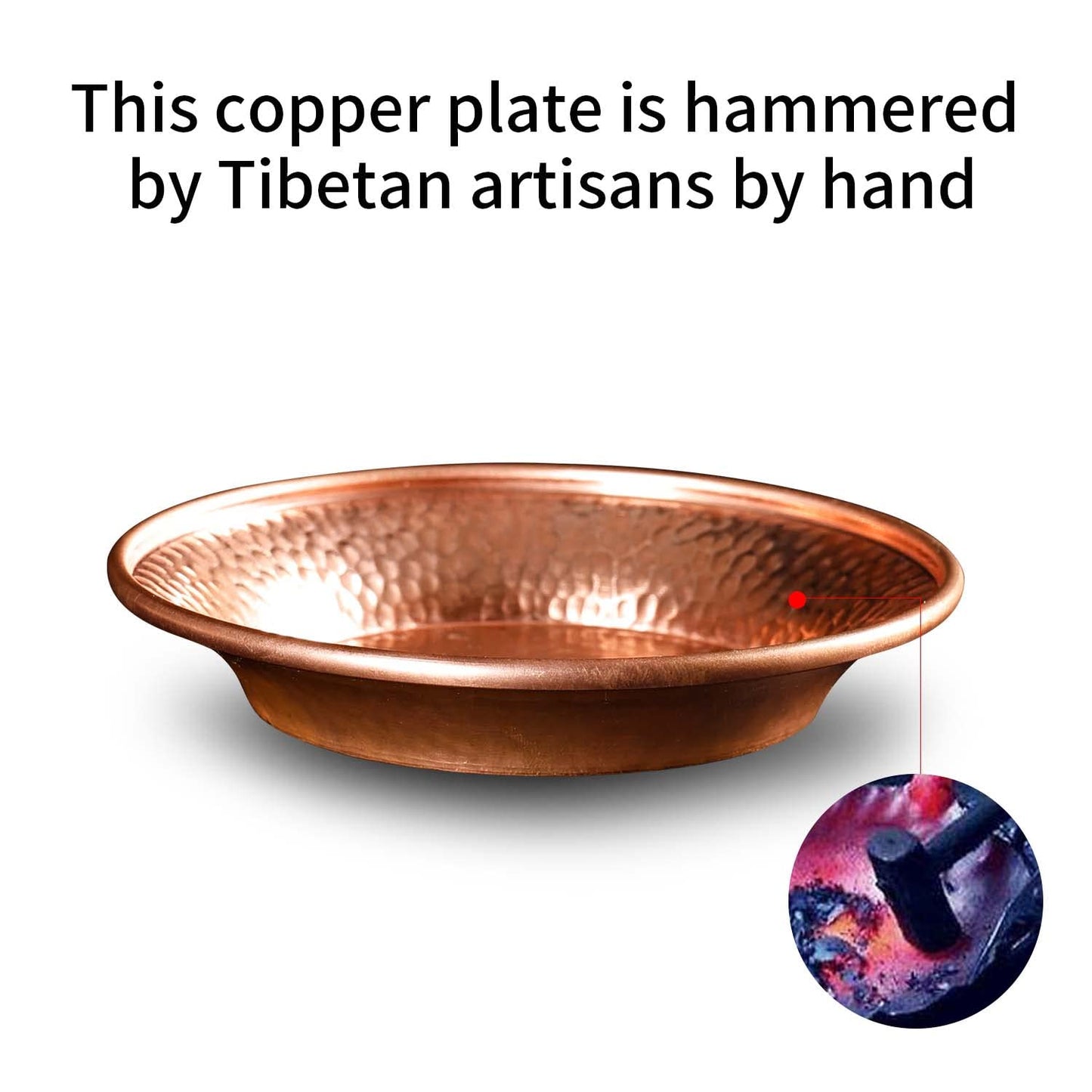 Amitofo 4.5”Copper Decorative Bowl Hand-Hammered by Tibet for Sauces Plate, Dips Tray Smudging Bowl, Offering Bowl, Incense Burner Holder, Ash Catcher,Jewelry Dish