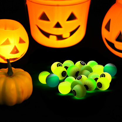 URATOT 36 Pieces Halloween Glow in The Dark Bouncy Eyeballs Halloween Toys Bouncing Eyeballs for Halloween Game Rewards, Trick or Treating Favors