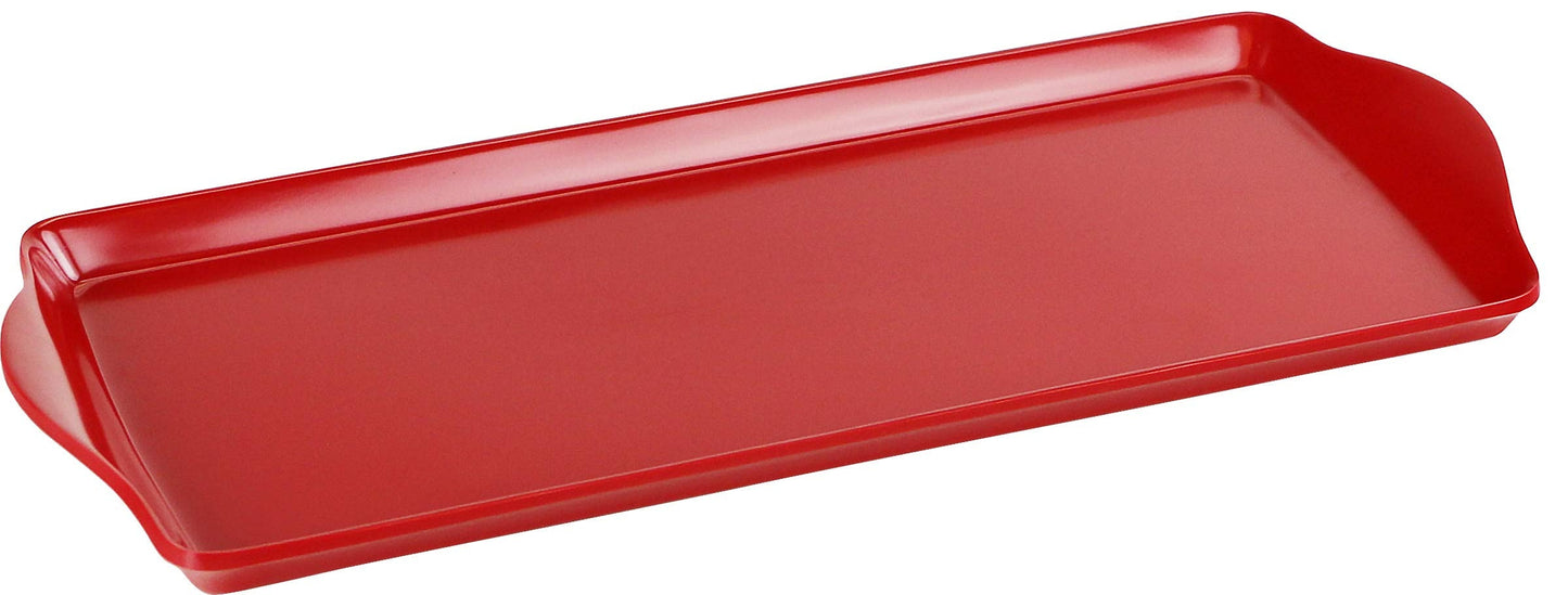 Reston Lloyd Melamine Plastic Tidbit Tray, BPA-Free, Food Safe, Multipurpose Platter Serving Tray, Bathroom/Table Organizer, Red