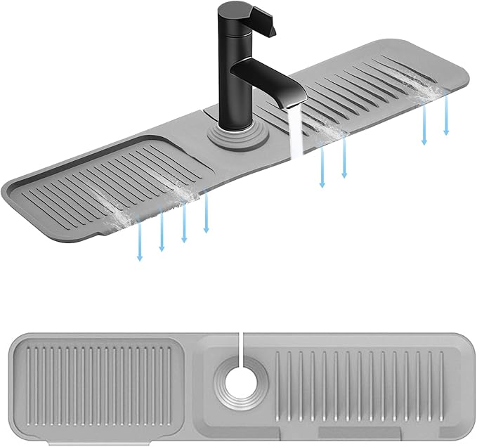 5° Slope Kitchen Sink Faucet Mat, Kitchen Sink Splash Guard, Silicone Material