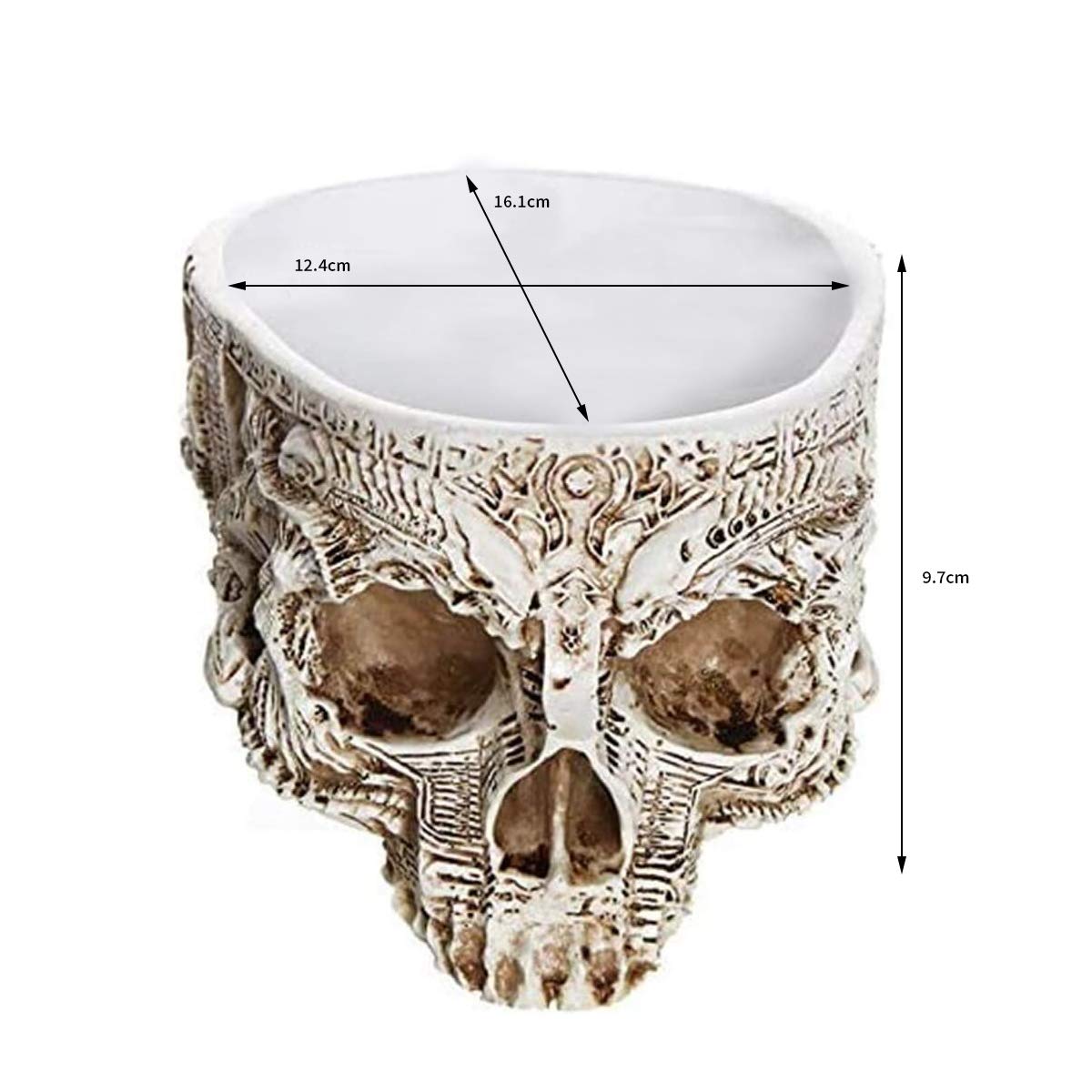 Skull Potted Plant Head Planter Pen Holder Desk Office Organizer Stationery Small Succulent Pots Gifts Decor Mini Resin Home Gardening Flower Pot Special Creative Outdoor Halloween Christmas Party