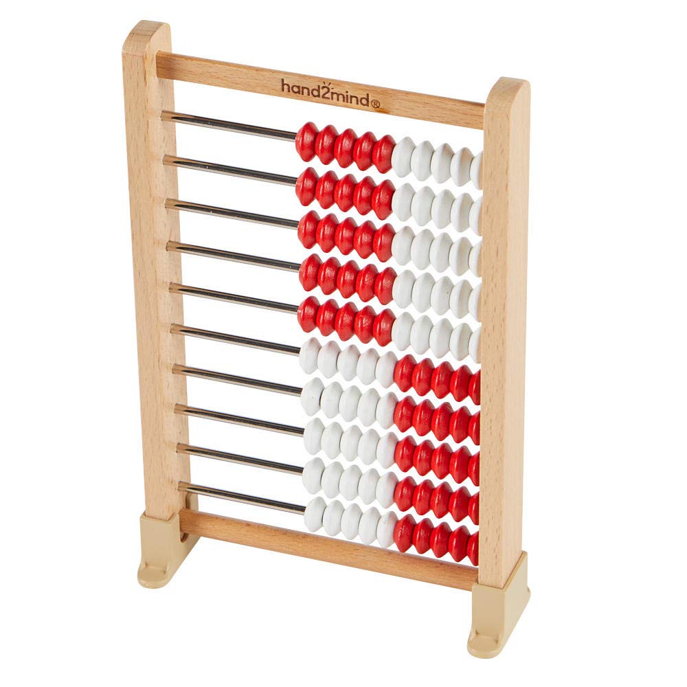 hand2mind Mini 100-Bead Wooden Rekenrek, Number Rack, Abacus for Kids Math, Counting Beads, Math Counters for Kids, Educational Toys for Elementary Kids, Math Manipulatives (Set of 1)