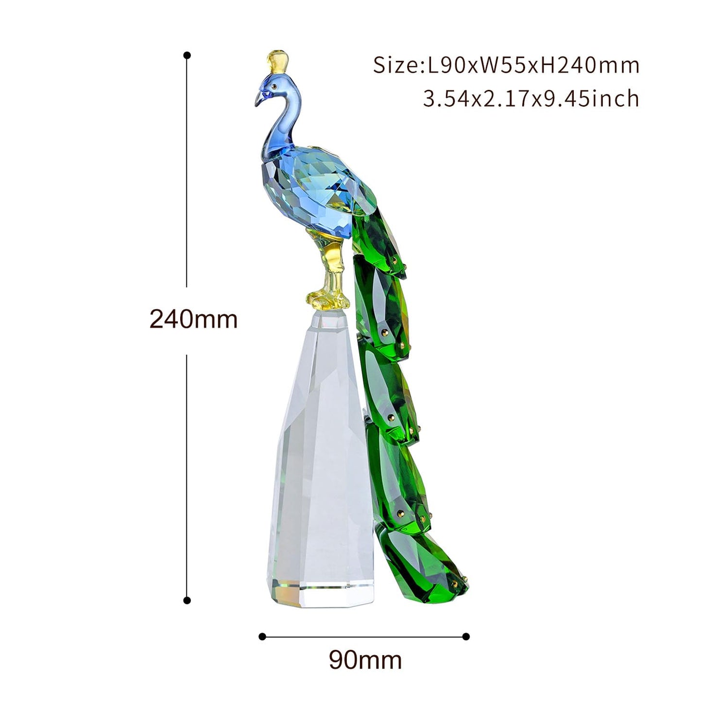 DOJOZ Crystal Peacock Figurine Handmade Art Animal Home Decor Statue Home Decoration