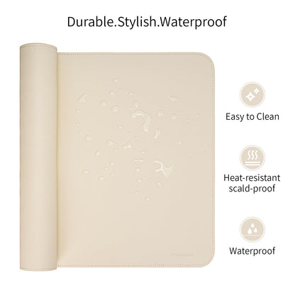 PROMATTOO Oversized Non-Slip Desk Pad Protector with Premium Gift Box – Vegan Leather Waterproof Laptop Mat for Keyboard & Mouse, Grips Desk Firmly – Large Office Pad– Creamy White