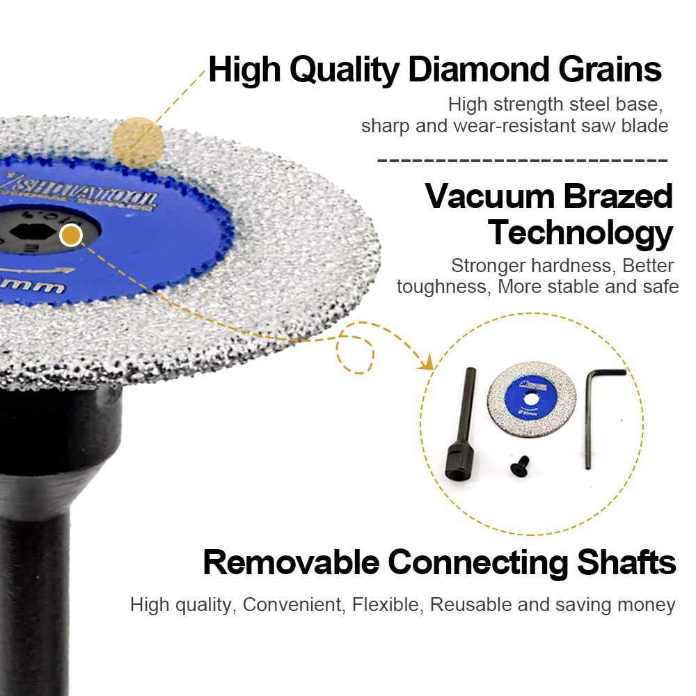 SHDIATOOL Diamond Tile Drill Bits Kit 13pcs, Porcelain Hole Saw Sets, Core Bits Cutter for Drilling Ceramic Marble Granite (6/8/10/20/25/35/50/75/100/20MM/2/SDS/HEX)