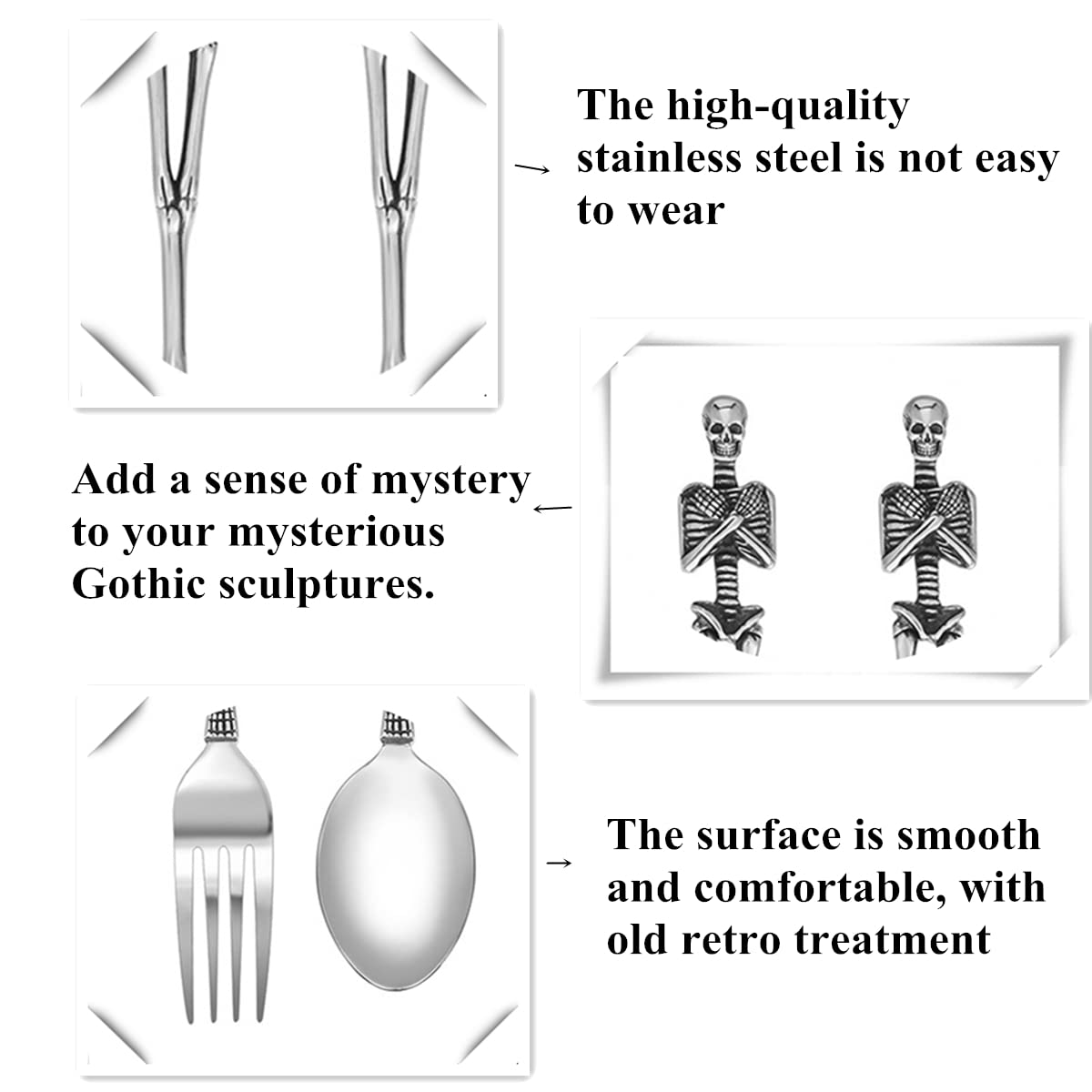 LOYEH Skeleton Skull Spoon Stainless Steel Spoon Flatware Tableware Design Modern Look Great Gifts For Halloween Easter and Christmas