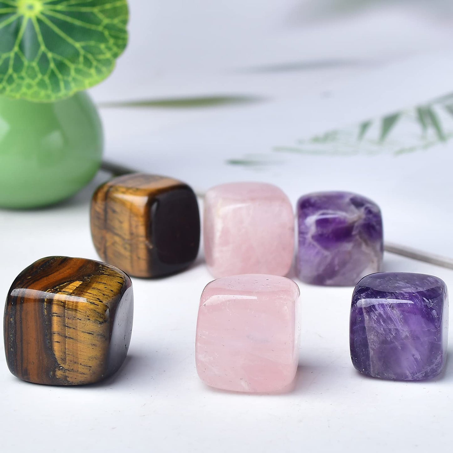 FZBHRO Whiskey Stones Chilling Crystal Ice Cubes for Drinks Whiskey Rocks 0.7-0.8" Wine Cubes Gifts for Women Multi Quartz Set of 6