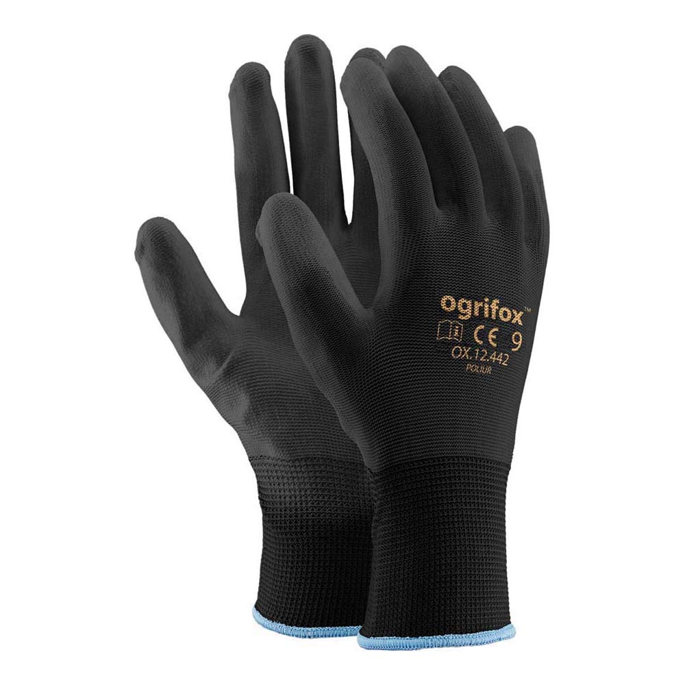 Ogrifox AJS LTD® 24 Pairs Black PU Coated Nylon Work Gloves for Gardening, Work, Car Repairs, Black
