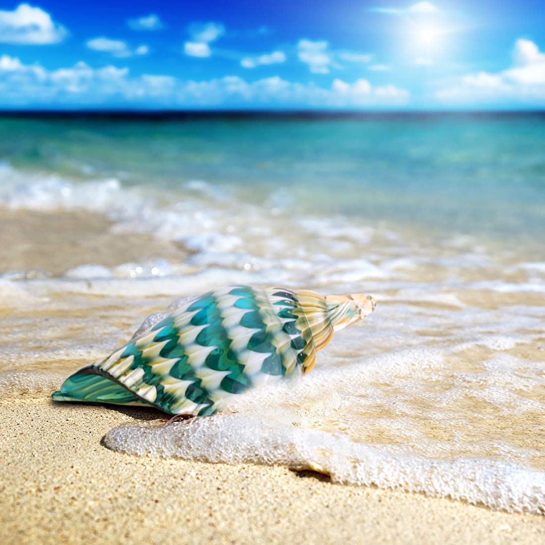 Qf Hand Blown Seashell, Beautiful Home Decor, Handmade Glass Art, Glass Conch