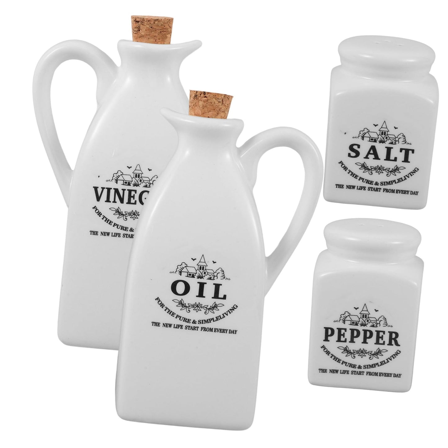 4pcs Seasoning Bottle Set Liquid Condiment Pot Ceramics Soy Sauce Dispenser Condiment Bottle Vinegar Dispenser Small Simple Sauce Bottles Vintage Vinegar Jar Oil Pot White Pottery