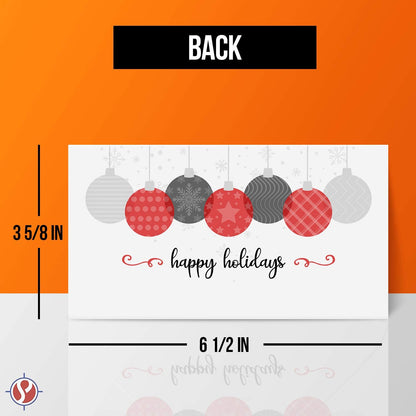 Happy Holidays Envelopes with Blank Cards for Notes – Cash Money, Check and Currency Holder, Nice Winter Christmas New Year Greeting, Coins, Presents & Gift Cards | 3-5/8" x 6-1/2" | 25 per Pack