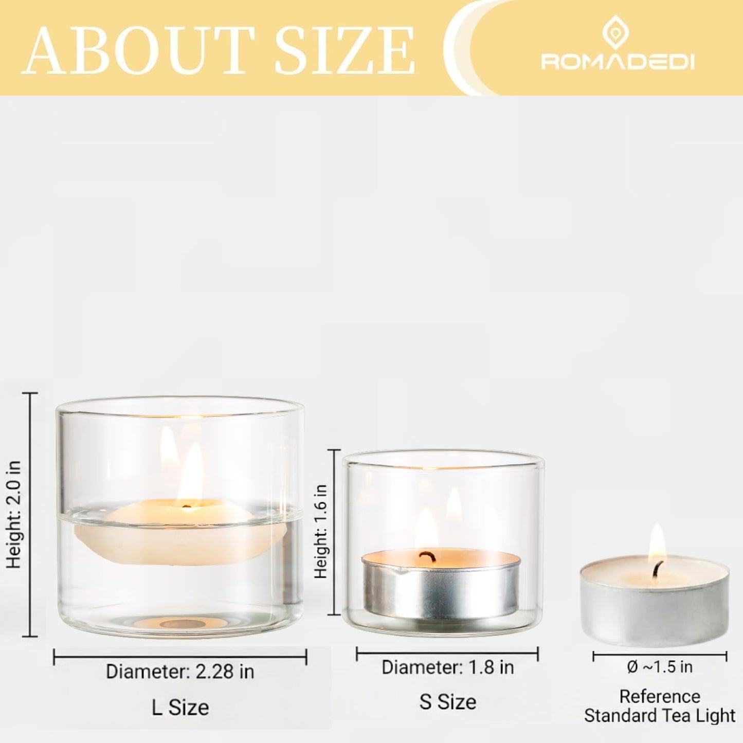 Votive Tea Light Candle Holders - Mini Clear Glass Tealight Holder as Candlelit Dinner Party Events Birthday Wedding Reception Centerpiece Decor Accessories, 10pcs+Extra 2