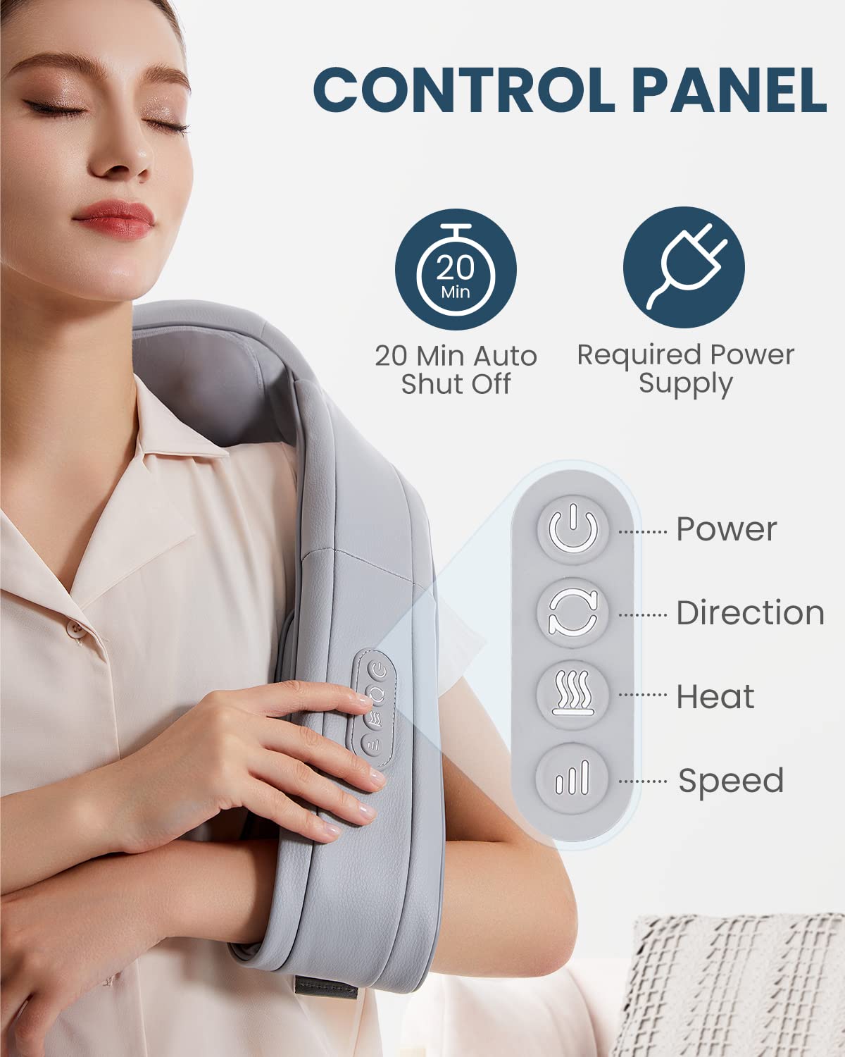 Nekteck Neck Massager for Pain Relief Deep Tissue, FSA Eligible Shiatsu Back Massager with Heating 3D Kneading Massage Pillow for Shoulder Leg Muscle, Office Home Car Use, HSA Eligible, Plug-in Use