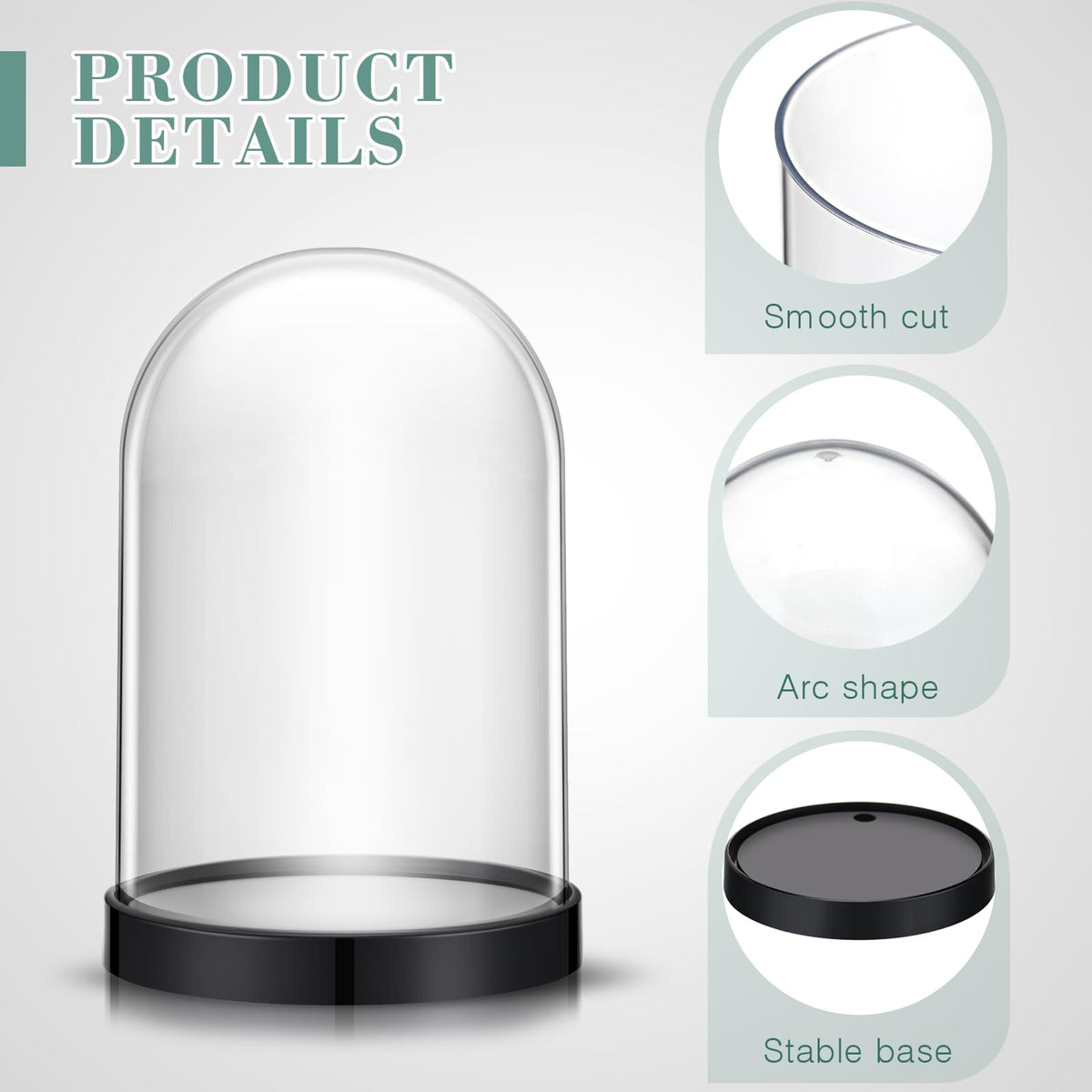 Zhengmy Plastic Dome Display Case Cloche Bell Jar with Base Clear for Collectibles Rose Office Home Tabletop Centerpiece Decoration(4 Pieces)