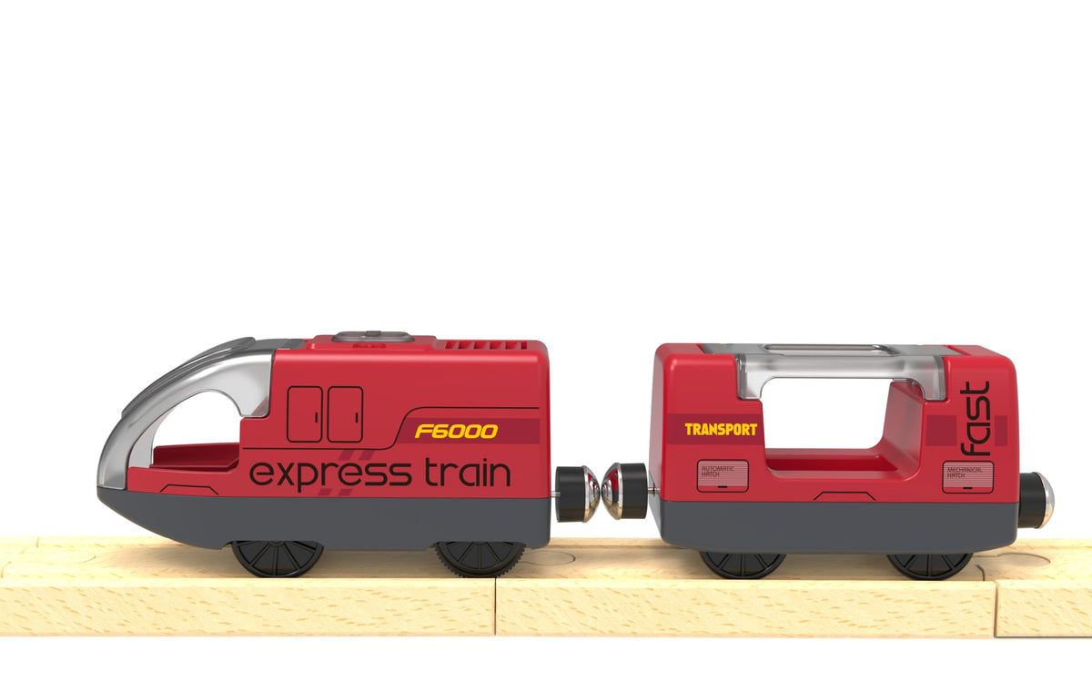 Remote Control Train Set with Light & Sound Tunnel – Battery Operated Bullet Train for Wooden Track, Compatible with Thomas & Brio, Gift for Kids 3-5