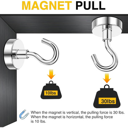 DIYMAG Magnetic Hooks, 30lbs+ Magnet Hook 2025 Cruise Cabin Ship Essentials Heavy Duty Strong Magnets Refrigerator Fridge Hanging for Classroom Beach Vacation Kitchen Grills Home 20 Pack (Silver)
