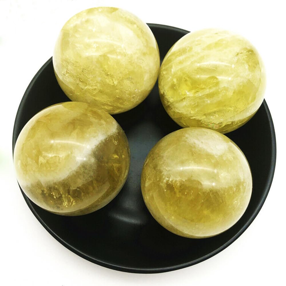 1.57-1.97inch/4-5cm Natural Citrine Crystal Ball, Hand Polished Yellow Quartz Sphere, Reiki Healing Crystal Sphere, Energy Balancing Stone Crafts, Feng Shui Home Desktop Ornament, Decorative Gift