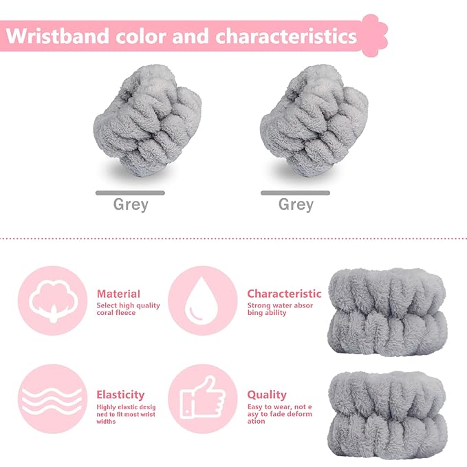 2pcs Wrist Bands for Washing Face, Microfiber Face Washing Wristbands, Arm