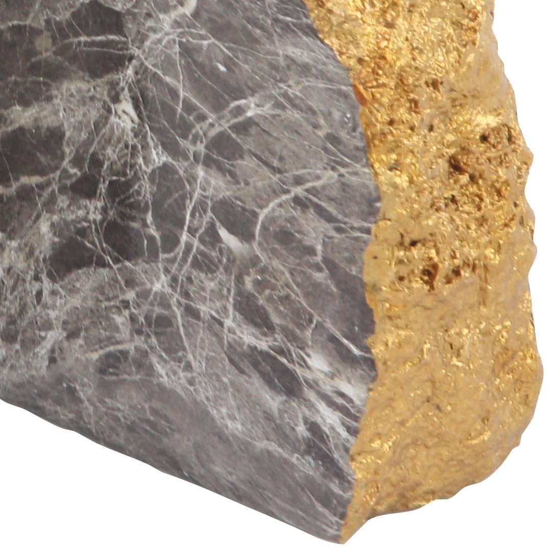 CosmoLiving by Cosmopolitan Polystone Geode Bookends with Gold Detailing, Set of 2 5"W, 7"H, Gray