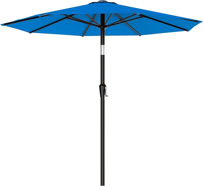 AreShark 9 FT Patio Umbrella for Outdoor, Outdoor Table Umbrella with Push Button Tilt and Crank, Outdoor Patio Umbrellas with 8 Sturdy Ribs for Market, Garden, Pool (Royal Blue)
