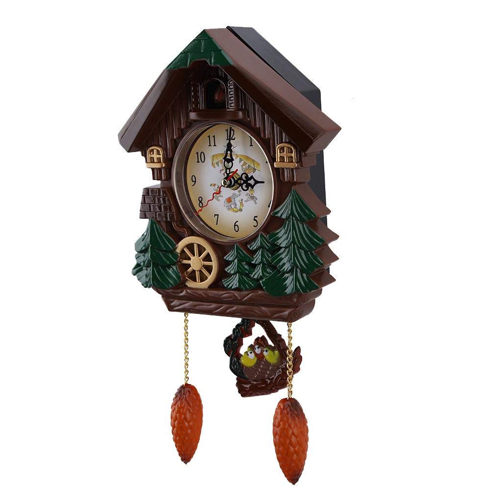 AUNMAS Cuckoo Clock with Sound, Traditional Style Wooden Quartz Movement, Wall Mount Tabletop Display Grandfather Clock for Home Office Decor