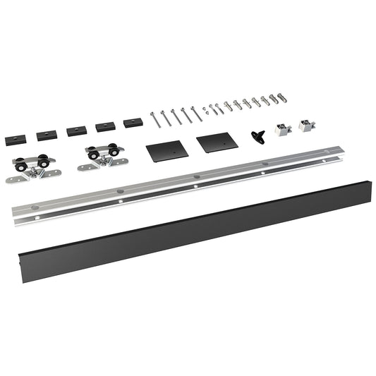 JUBEST 6FT Barn Door Hardware Kit, Aluminium Alloy Box Rail Hardware, Low Clearance Sliding Door Track for Classic Modern Interior Single Wooden Door,Black