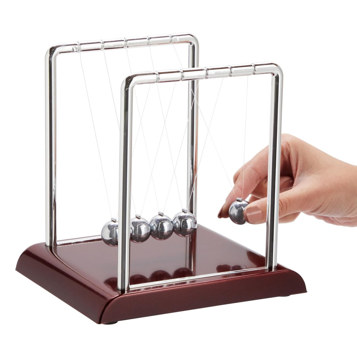 Juvale Newtons Cradle Pendulum - 7 x 6 x 7 in, Silver Stainless Steel - Desk Decor & Office Decor for Men - Stress Relief Desk Toy - Science Teacher Gift & Physics Toy