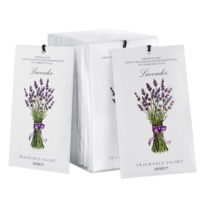 MYARO 12 Pack Lavender Scented Sachets | Odor Eliminator & Air Freshener for Drawer, Closet, Car, Shoes, Gym Bag, Suitcase | Home Fragrance Gift Set