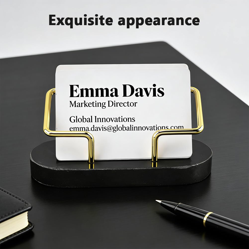 Zornaveli Marble Business Card Holder, 2 Pack Modern Business Card Display Stand for Desk, Gift Cards Organizer for Office, Reception, Desktop