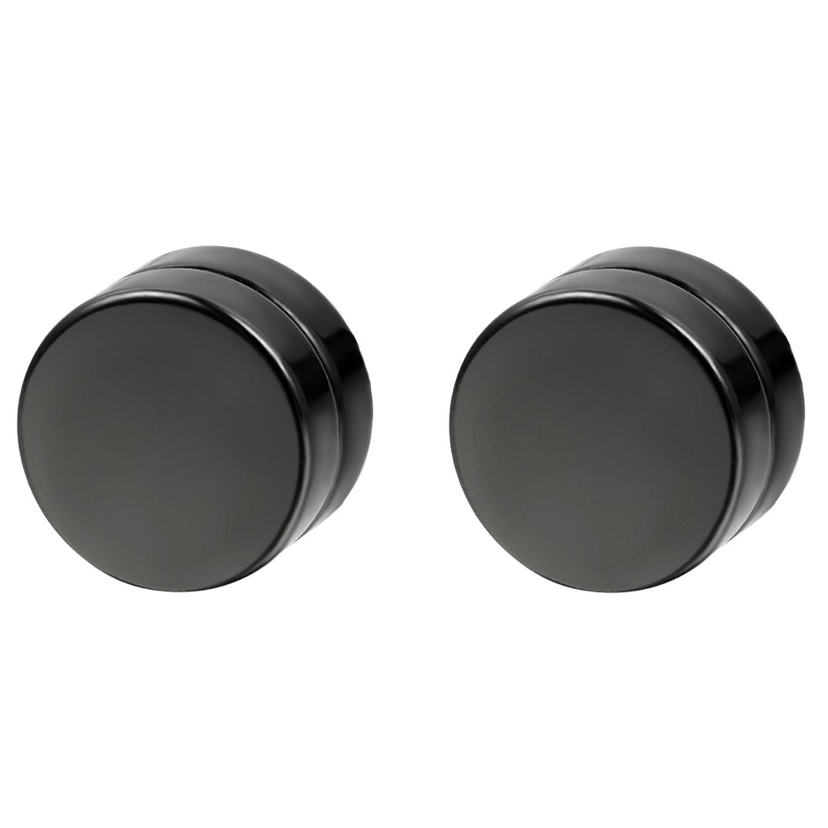 Flongo Men's Women Punk 8PCS 6-12mm Stainless Steel Black Magnetic Non-piercing Clip Fake Cheater Stud Earrings