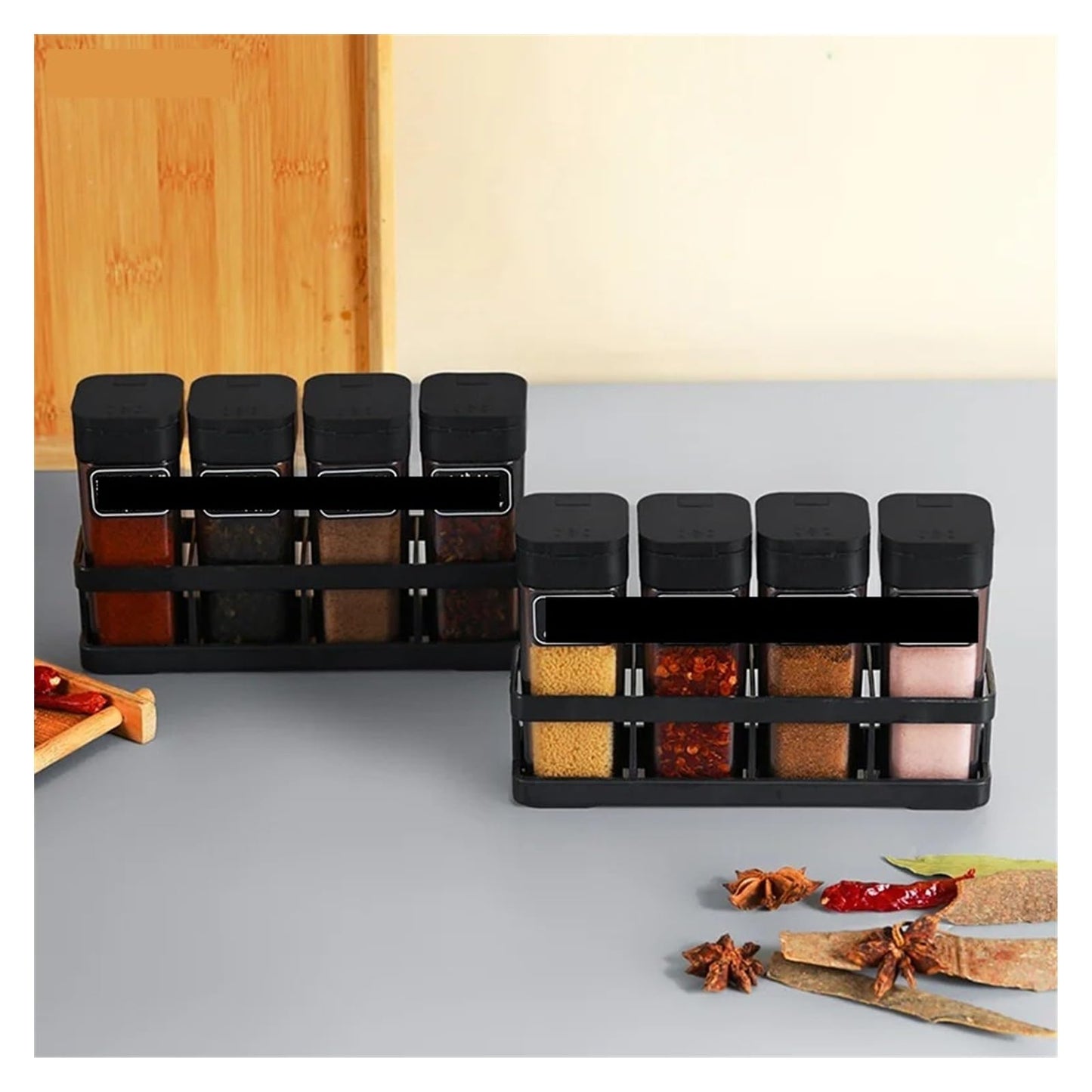 Four-Grid Barbecue Spice Bottle Set, Household Salt Pepper Jar Kitchen Sealed Seasoning Container Organizer(Coffee 1Pcs)